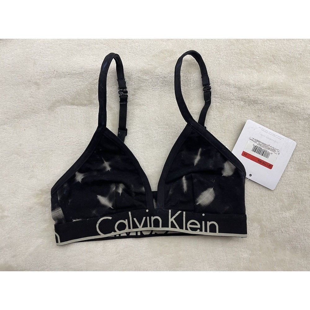 Calvin Klein Women's Bra Bralette Tie Dye Black Size XS Wireless Pullover